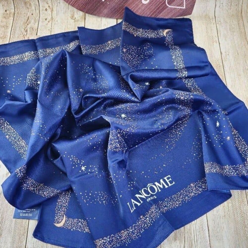Lancome blue polyester scarf NWOT